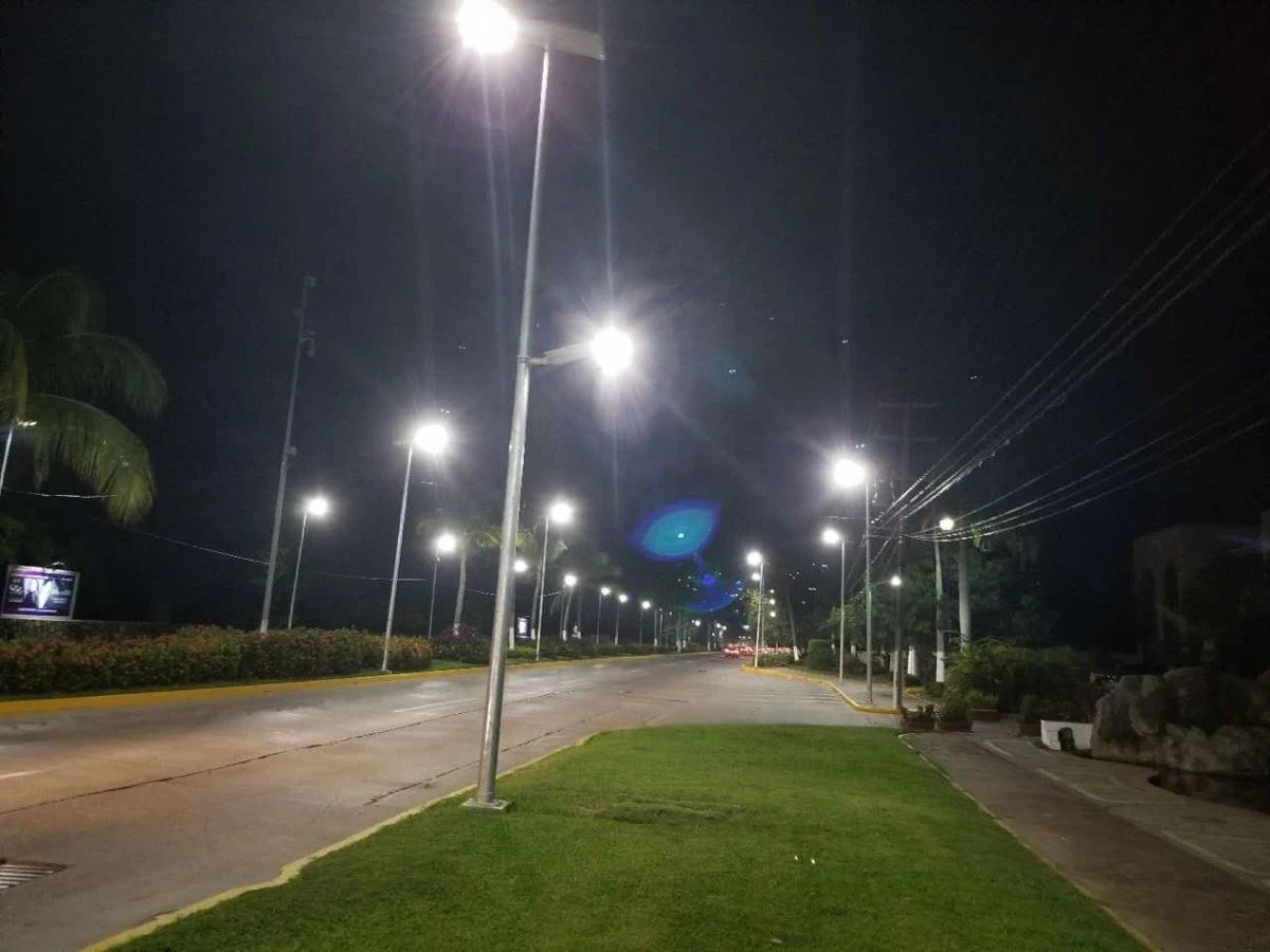 Solar street light installation for road lighting project Solar street light installation for road lighting project